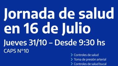 Azul: Jornada de salud integral en 16 de Julio